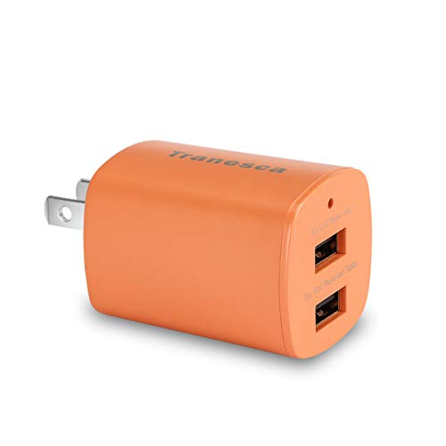 Product Cover Tranesca Compatible Dual USB Wall Charger for iPhone XS/XR/X/8/7/6, iPad, Samsung Galaxy and More (Coral)