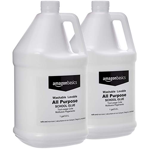 Product Cover AmazonBasics All Purpose Washable School Liquid Glue, Great for Making Slime, 1 Gallon Bottle, 2-Pack