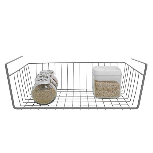 Product Cover Smart Design Undershelf Storage Basket w/Snug Fit Arms - Medium - Steel Metal Frame - Rust Resistant Finish - Cabinet, Pantry, Shelf Organization - Kitchen (16 x 5.5 Inch) [Charcoal Gray]