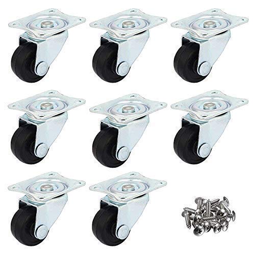 Product Cover Gizhome 8 Pack 1-inch Dia Swivel Rubber Single Wheel Caster Wheels with Rubber Base Ball Bearing Trolley Wheels