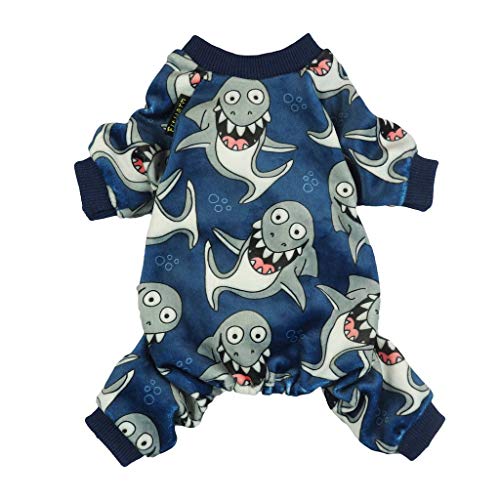 Product Cover Fitwarm Shark Pet Clothes for Dog Pajamas Cat Jumpsuit PJS Apparel Lightweight Velvet Blue Medium