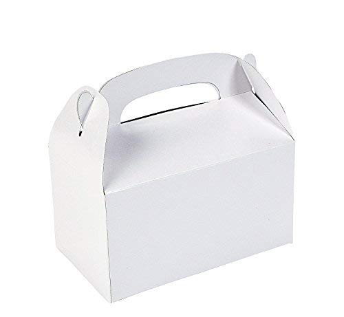 Product Cover Tytroy White Paper Party Favor Boxes Gable Treat Boxes Arts & Crafts Goodie Bags with Handle (12 pc)