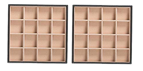 Product Cover Glenor Co Earring Organizer Tray - Set of 2 - Stackable 32 Slots Jewelry Storage Trays - Display on Dresser or Drawer - Compatible with Other Glenor Trays - Black
