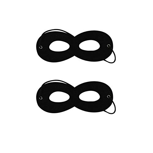 Product Cover LOVINSHOW 2pcs Black Superhero Felt Eye Masks Halloween Dress Up Masks Cosplay Half Masks with Elastic Rope for Kids Party