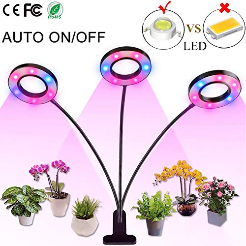 Product Cover Professional Grow Light, Full Spectrum LED Plant Light for Indoor Plants, 4/8/12H Auto ON/Off Timer, 8 Dimmable 36W Triple Heads Growing Lamp for Garden Seeds Herb Hydroponic Succulent Orchid Bonsai