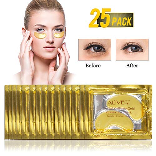Product Cover Aliver 24K Gold Powder Gel Collagen Eye Mask, Anti Aging, Anti Wrinkle, Moisturiser For Under Eye Wrinkles, Remove Bags Under Eyes, Eye Bag Removal, Under-Eye, Dark Circles,Hydrating, Puffy Eyes
