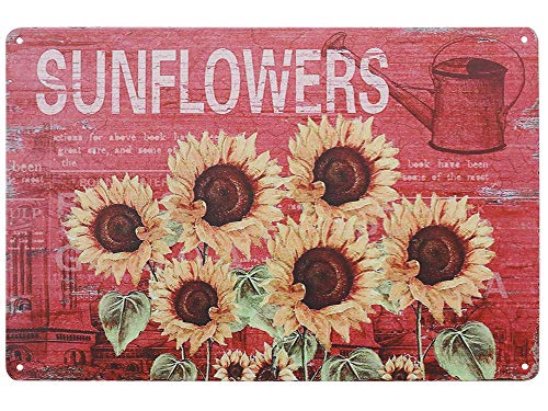 Product Cover TISOSO Sign Designs Six Sunflowers Retro Vintage Tin Bar Sign Country Farm Sunflower Kitchen Wall Home Decor 8X12Inch