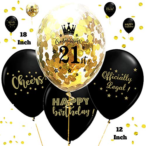 Product Cover Otyland Decor 21st Birthday Decorations Set 18 Inch 21st Gold Confetti Balloons & 12