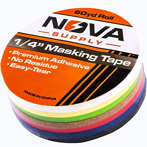 Product Cover Premium 7 Color Value Pack of 1/4in x 60yd Adhesive Masking Tape. Use in Arts and Crafts Projects, Painting, Labeling or for Home and Classroom Decorating. Organize and Color Code Folders and Boxes.