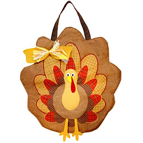 Product Cover JOYIN Thanksgiving Turkey Burlap Door Decorations for Autumn Wall Decoration and Fall Party Favor Supply Décor.