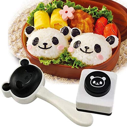 Product Cover Velidy Bento Accessories Rice Ball Mold, Cartoon Panda Sushi Maker Mould Seaweed Cutter Bento Nori Kitchen Rice Mould for Kids PackedLunch Kitchen Tools