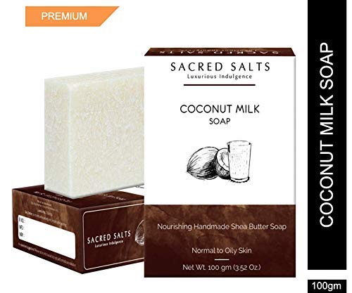 Product Cover Sacred Salts Coconut Milk Nourishing Handmade Shea Butter Soap | 100% Organic Natural Bathing Bar | Moisturizing Soap For Face & Body, Off White