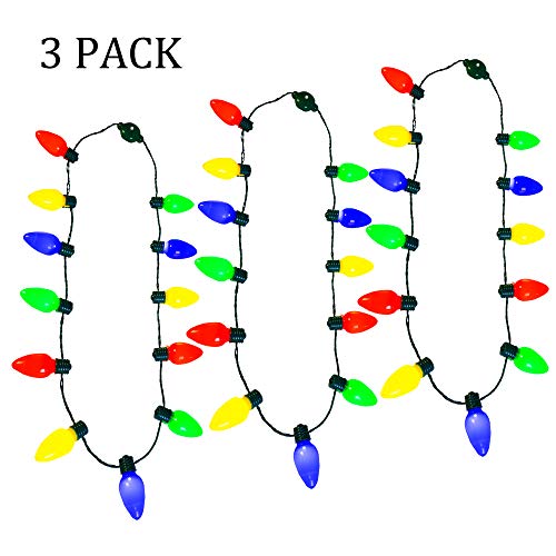 Product Cover JOYIN 3 Pack Christmas LED Light Up Bulb Necklace Christmas Holiday Accessories Party Favors 12 LED Bulbs