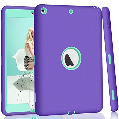 Product Cover Hocase iPad 5th/6th Generation Case, iPad 9.7 2018/2017 Case, High-Impact Shock Absorbent Dual Layer Silicone+Hard PC Bumper Protective Case for iPad A1893/A1954/A1822/A1823 - Purple