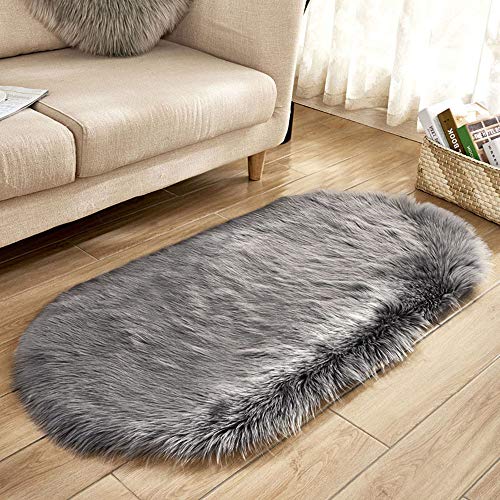 Product Cover Clearance Tuscom Anti Skid Soft and Comfortable Non-Slip Hairy Artificial Sheepskin Wool Warm Hairy Carpet,Carpet Seat Mats Rug(2 Colors) (Gray, M)