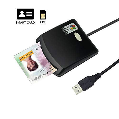 Product Cover EMV SIM eID Smart Chip Card Reader Writer Programmer #N99 for Contact Memory Chip Card &SDK Kit,Compatible with Windows (Black)