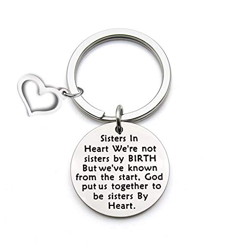 Product Cover QIIER Sister in Law Gift Unbiological Sister Keychain We Weren't Sisters by Birth But We Knew from Keychain Sister BFF (Silver)