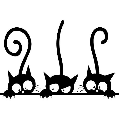 Product Cover Three Cat Pattern Cartoon DIY Wall Stickers, Artwork Animal Decal Removable Wallstickers Art Decal for Baby Kids Children Nursery Bedroom Living Room - Funny & Lovely (12