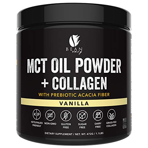 Product Cover MCT Oil Powder + Collagen + Prebiotic Acacia Fiber - 100% Pure MCT's - Perfect for Keto - Energy Boost - Nutrient Absorption - Appetite Control - Healthy Gut Support - Vanilla
