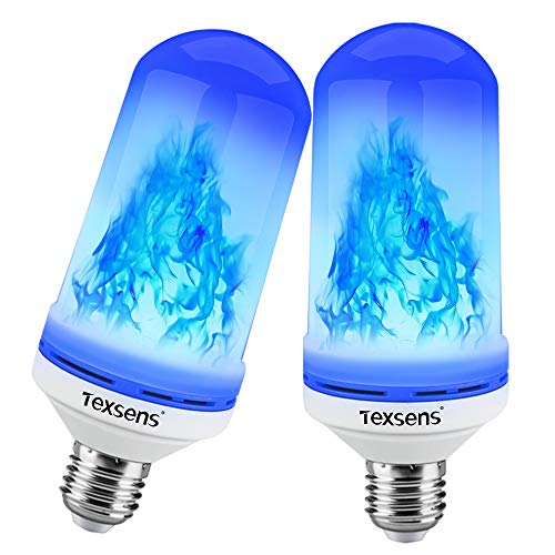 Product Cover Texsens LED Blue Flame Effect Light Bulbs - 4 Modes Flickering Fire Flame with Upside-down Effect, Simulated Decorative Lights Vintage Flaming Lamp for Halloween/Christmas Decoration/Party/Bar- 2 Pack