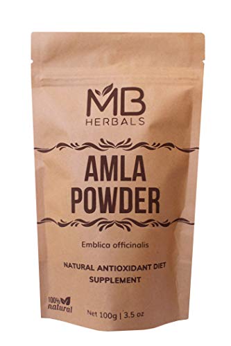 Product Cover MB Herbals Pure Amla Powder 100 Gram | Amalaki | Super Food | Promotes Immunity & Healthy Digestion | Non-Irradiated Unrefined & Raw | Non-GMO | Gluten-Free | No-Preservatives