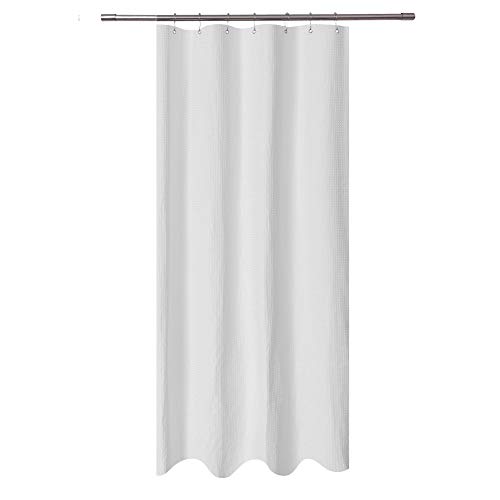 Product Cover Stall Shower Curtain Fabric 36 x 72 inch, Waffle Weave, Spa, Hotel Collection, 230 GSM Heavy Duty, Water Repellent, White Pique Pattern Decorative Bathroom Curtain