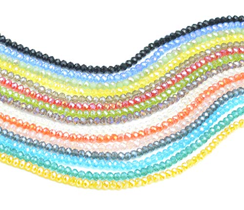 Product Cover Catotrem Faceted Glass Crystal Beads Strands Briolette Rondelle Crystal Beads Spacer for Jewelry Making 15 Colors 2100pcs 4MM