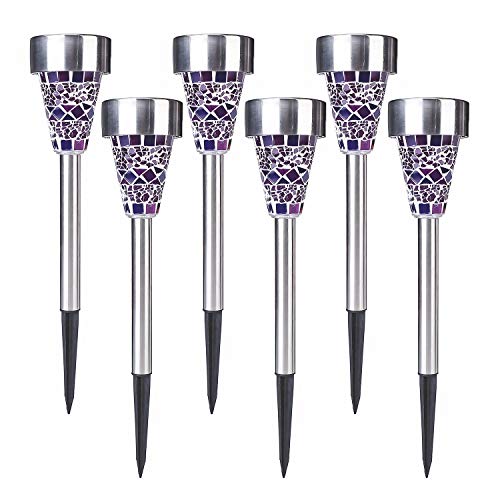 Product Cover Nekepy Solar Garden Lights, Outdoor Mosaic Stake Lights, Pathway Landscape Powered Lighting for Patio Walkway Driveway Flowerbed Decoration, 6 Pack