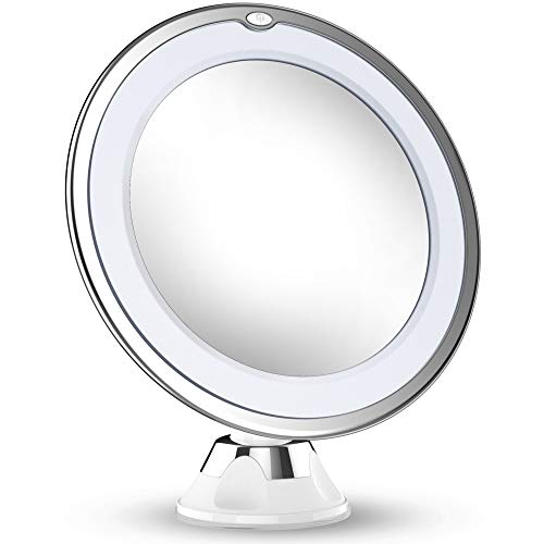 Product Cover Updated 2019 Version 10X Magnifying Makeup Mirror With Lights, LED Lighted Portable Hand Cosmetic Magnification Light up Mirrors for Home Tabletop Bathroom