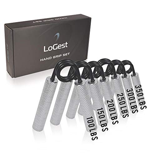 Product Cover Logest Metal Hand Grip Set, No Slip Heavy-Duty Hand Strengthener Grip with Gift Box, Great Wrist & Forearm Hand Exerciser, Home Gym, for Beginners to Professionals Grip Trainer (100LB-350LB 6 Pack)