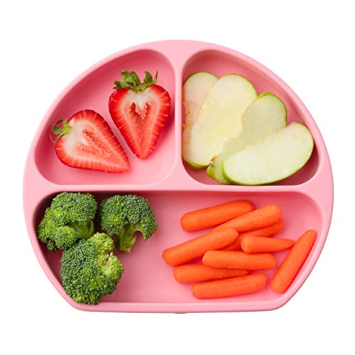 Product Cover Table-Tot 3-Compartment Plate for Kids, Baby-Safe Silicone, Suction Plates for Toddlers by Juliaire (Watermelon)