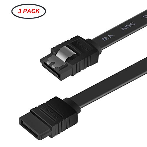 Product Cover SATA Cable III, BENFEI 3 Pack SATA Cable III 6Gbps Straight HDD SDD Data Cable with Locking Latch 18 Inch Compatible for SATA HDD, SSD, CD Driver, CD Writer - Black