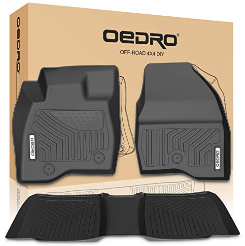 Product Cover oEdRo Floor Mats Compatible for 2017-2019 Ford Explorer, Unique Black TPE All-Weather Guard Includes 1st and 2nd Rows: Front, Rear, Full Set Liners