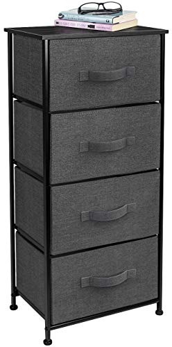 Product Cover Sorbus Dresser with 4 Drawers - Tall Storage Tower Unit Organizer for Bedroom, Hallway, Closet, College Dorm - Chest Drawer for Clothes, Steel Frame, Wood Top, Easy Pull Fabric Bins (Black/Charcoal)