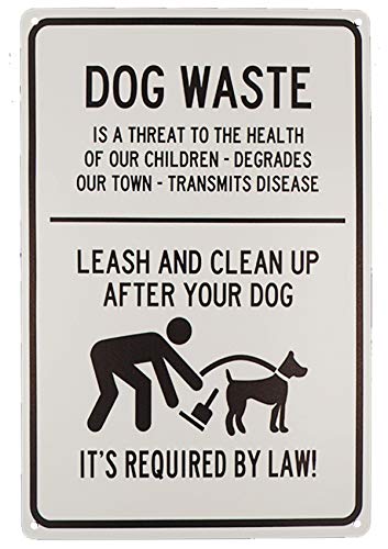 Product Cover TISOSO Dog Waste Leash and Clean Up After Your Dog Tin Signs Outdoor Park Yard Signs Vintage Iron Painting House Cafe Sign Industrial Warning Signs Metal Gift Size 8 X 12