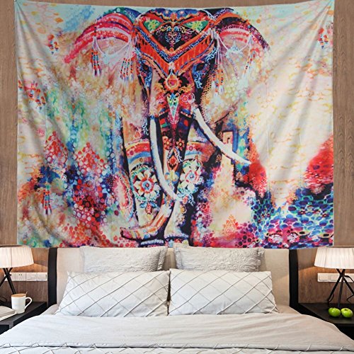 Product Cover Amonercvita Elephant Tapestry Wall Hanging Mandala Tapestry Bohemian Tapestry Watercolor Wall Tapestry Flower Psychedelic Tapestry for Indian Dorm Decor (X-Large, Fzg002)