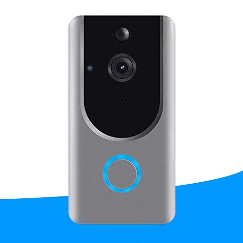 Product Cover Smart Wireless WiFi Video Doorbell HD Security Camera with PIR Motion Detection Night Vision Two-Way Talk and Real-time Video Suitable etc ... (Grey) (Video Door Bell)