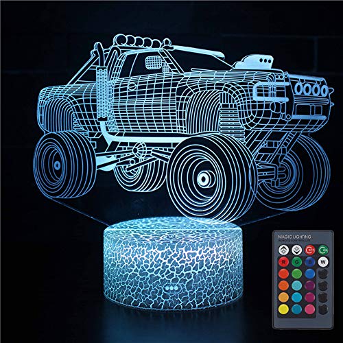 Product Cover VANSIHO 3D Illusion Monster Truck Lamp Optical LED Car Night Light 7 Color Changing Desk Lamp, Christmas Birthday Gift for Kids with Remote (Car)