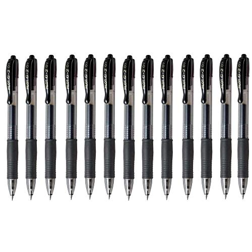 Product Cover Pilot G2 07 Black Fine Retractable Gel Ink Pen Rollerball 0.7mm Nib Tip 0.39mm Line Width Refillable BL-G2-7 (Pack of 13)