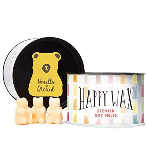 Product Cover Happy Wax - New Vanilla Orchid Soy Wax Melts - Vanilla Orchid Scented Soy Wax Melts Infused with Essential Oils - Cute Bear Shaped Wax Melts Perfect for Melting in Your Warmer (3.6 Oz Classic Tin)