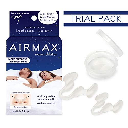 Product Cover AIRMAX Nasal Dilator for Better Sleep - Natural, Comfortable, Anti Snoring Device, Snoring Solution for Maximum Airflow and Easier Breathing Two Size Trial Pack (Small and Medium - Clear)