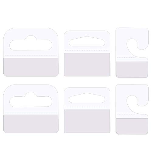 Product Cover Canomo 300 Pieces Plastic Clear Adhesive Custom Hang Tabs Tags Hooks Display Card for Store Retail Display, 3 Shapes