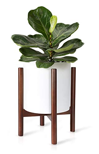 Product Cover Mkono Plant Stand Mid Century Wood Flower Pot Holder Indoor (Plant and Pot NOT Included) Potted Rack Modern Home Decor, Up to 10 Inch Planter, Dark Brown