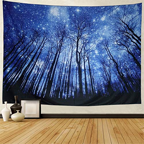 Product Cover Prabahdak Trees Tapestry Wall Hanging Psychedelic Starry Night Forest Tapestry Fantastic Galaxy Landscape Tapestry Hippie Bohemian Wall Tapestry for Dorm Living Room Bedroom (X-Large, 4#Blue Forest)