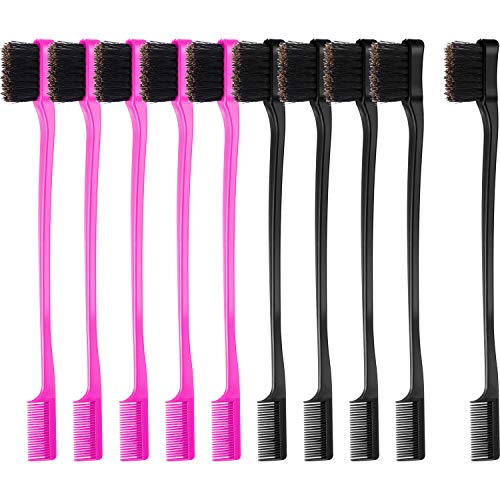 Product Cover BBTO 10 Pieces Hair Edges Brushes 2 In 1 Edge Control Brushes Comb Double Sided Edge Brushes (Rose and Black)