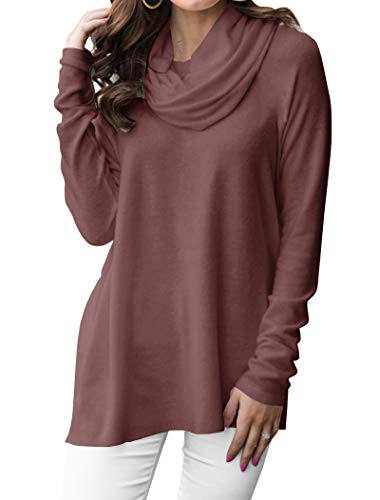 Product Cover Minclouse Women's Long Sleeve Cowl Neck Sweater Pullover Turtleneck Casual Loose Sweatshirts Tunic Tops