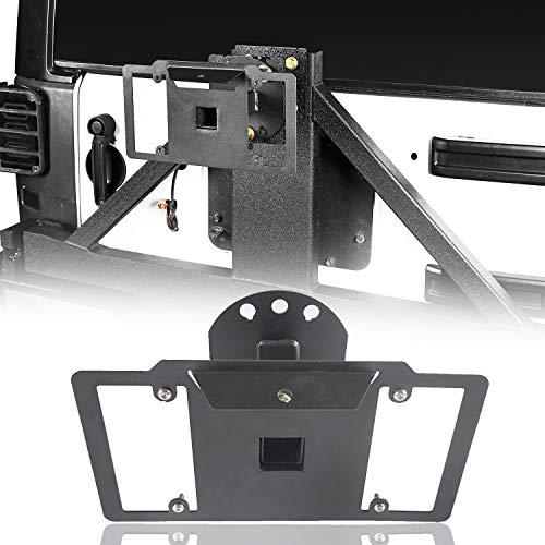 Product Cover Hooke Road Spare Tire License Plate Relocation Mounting for 1997-2018 Jeep Wrangler TJ & JK Rubicon Sahara Sport 2 Door & Unlimited 4 Door