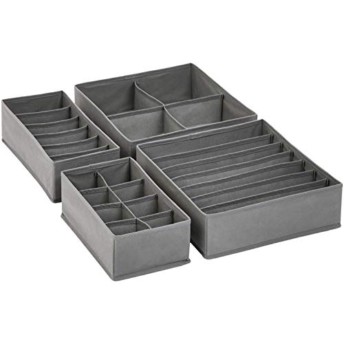 Product Cover AmazonBasics Grey Dresser Drawer Storage Organizer for Undergarments, Set of 4