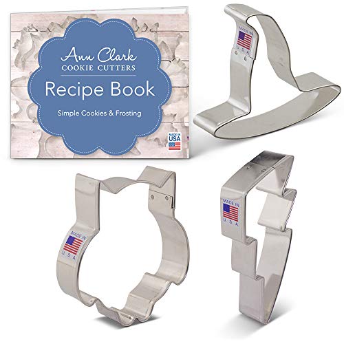 Product Cover Ann Clark Cookie Cutters 3-Piece Witchcraft and Wizardry Cookie Cutter Set with Recipe Booklet, Owl, Lightning Bolt