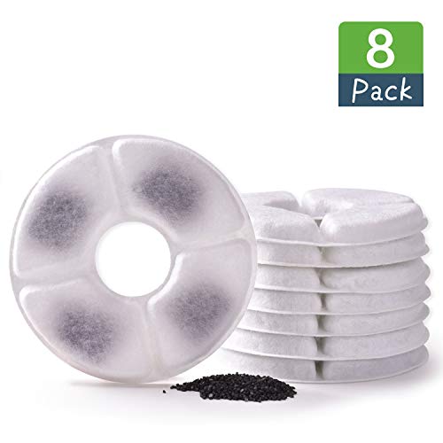 Product Cover Rarloner Cat Fountain Filters,8 Pack Pet Fountain Filters for 1.6L Cat Water Fountain Filling with Activated Carbon,Pet Water Fountain Replacement Filters,Cat Water Fountain Filters